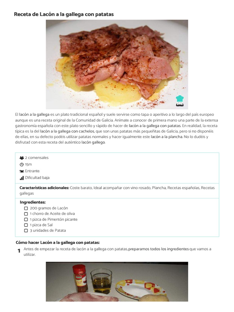 11 Receta de Lacón A La Gallega Con Patataa Autor Recetas Gratis | PDF ...