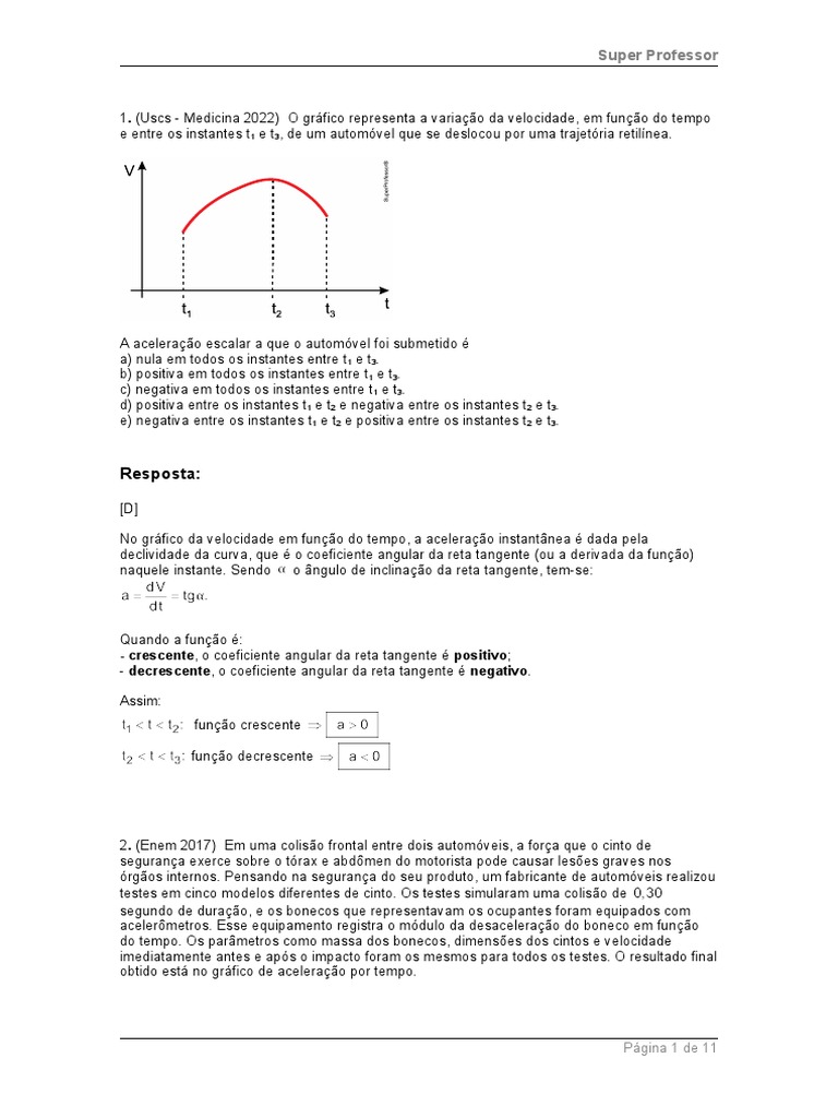 Aceleracao e Movimento Uniforme | PDF | Velocidade | Tempo, image size:768x1024