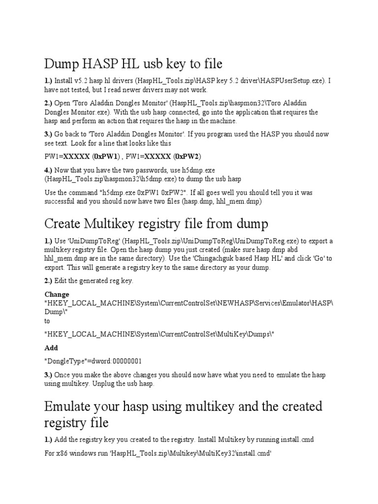 Dump HASP HL Usb Key PDF