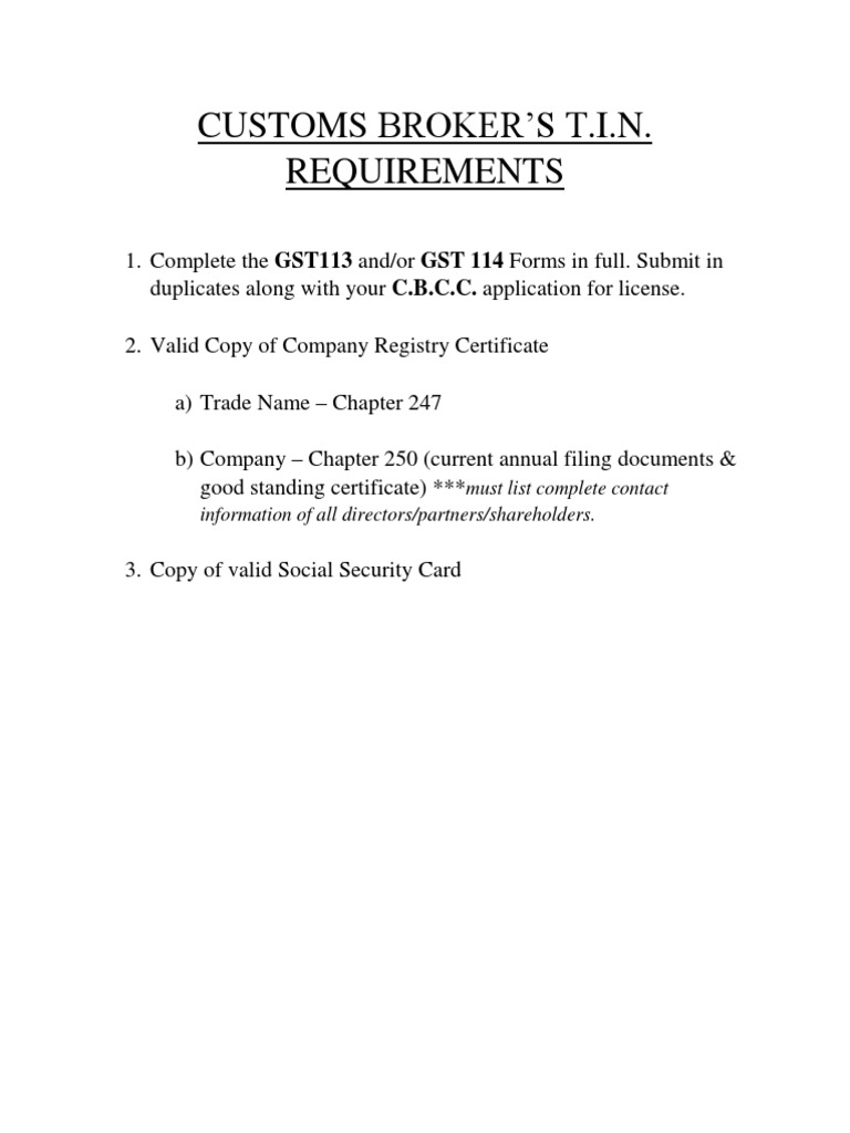 GST TIN Requirements PDF