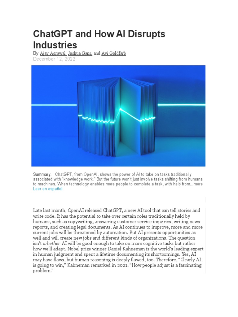 Chatgpt And How Ai Disrupts Industries Download Free Pdf Artificial