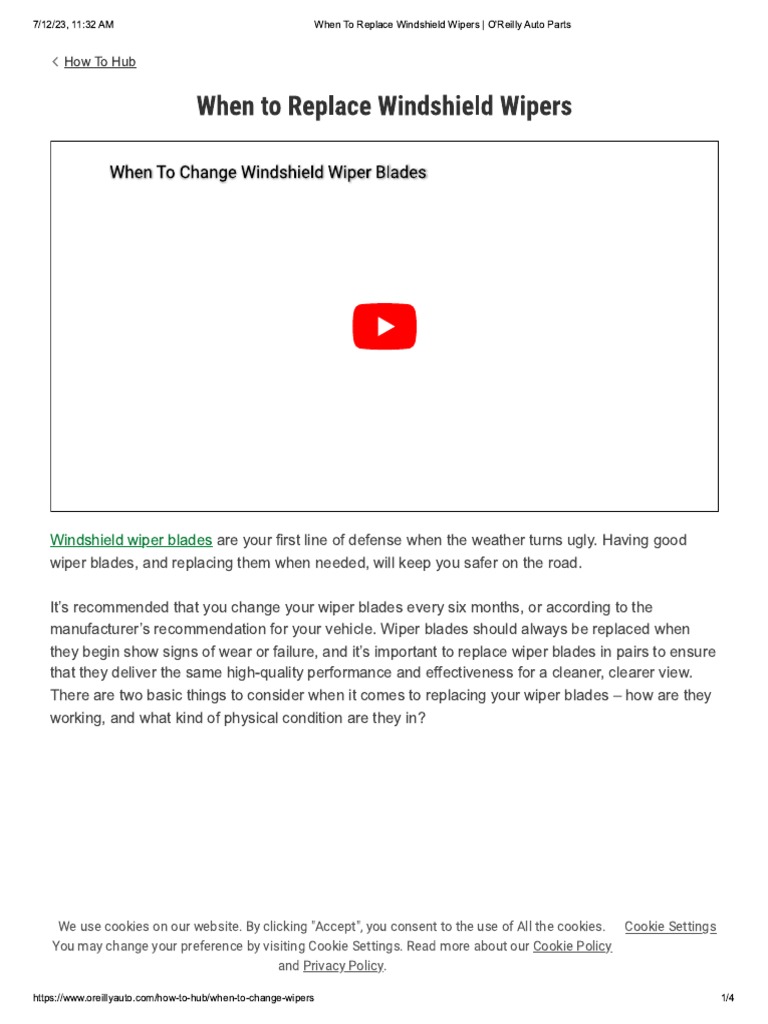 When To Replace Windshield Wipers O Reilly Auto Parts PDF