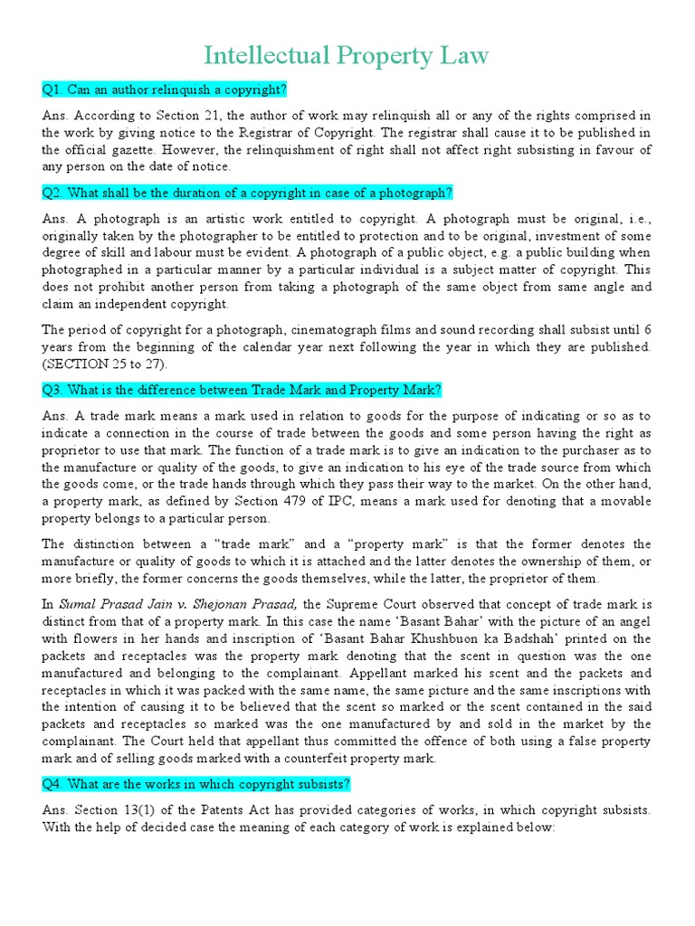 Intellectual Property Law | PDF | Copyright | Sound Recording And ...