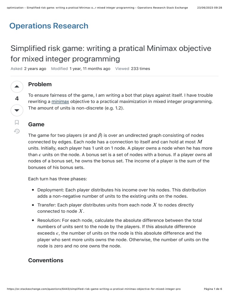 Risk Game | PDF | Vertex (Graph Theory) | Linear Programming