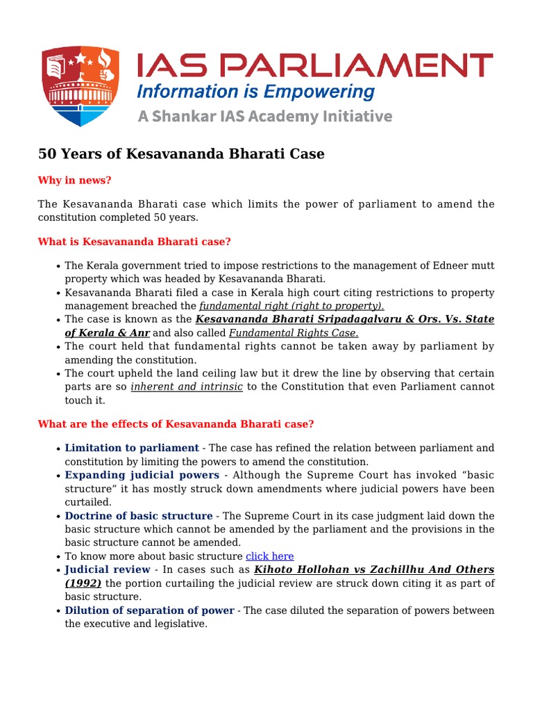 50 Years of Kesavananda Bharati Case PDF Supreme Court Of India