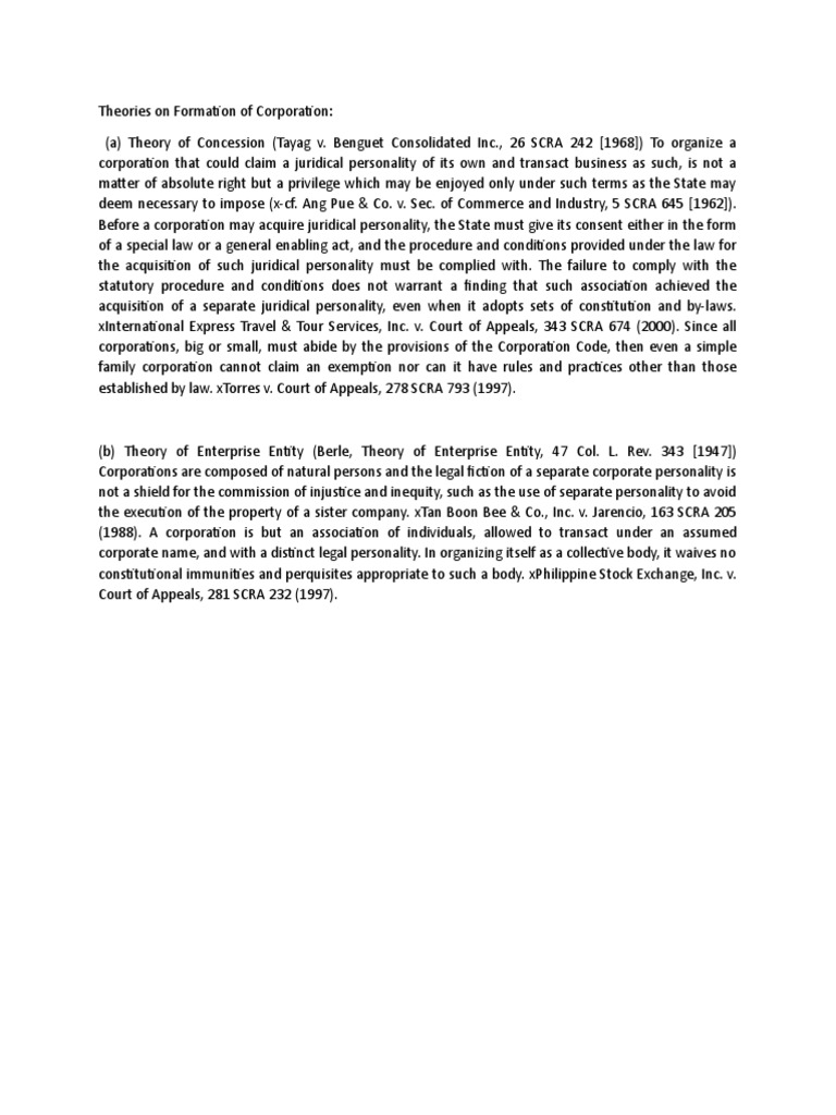 Theories On Formation Of Corporation Pdf