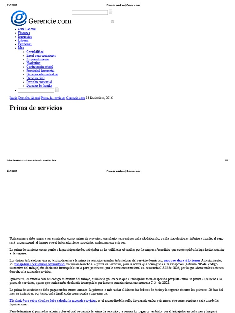 Prima de Servicios - Gerencie | PDF | Salario | Derecho laboral