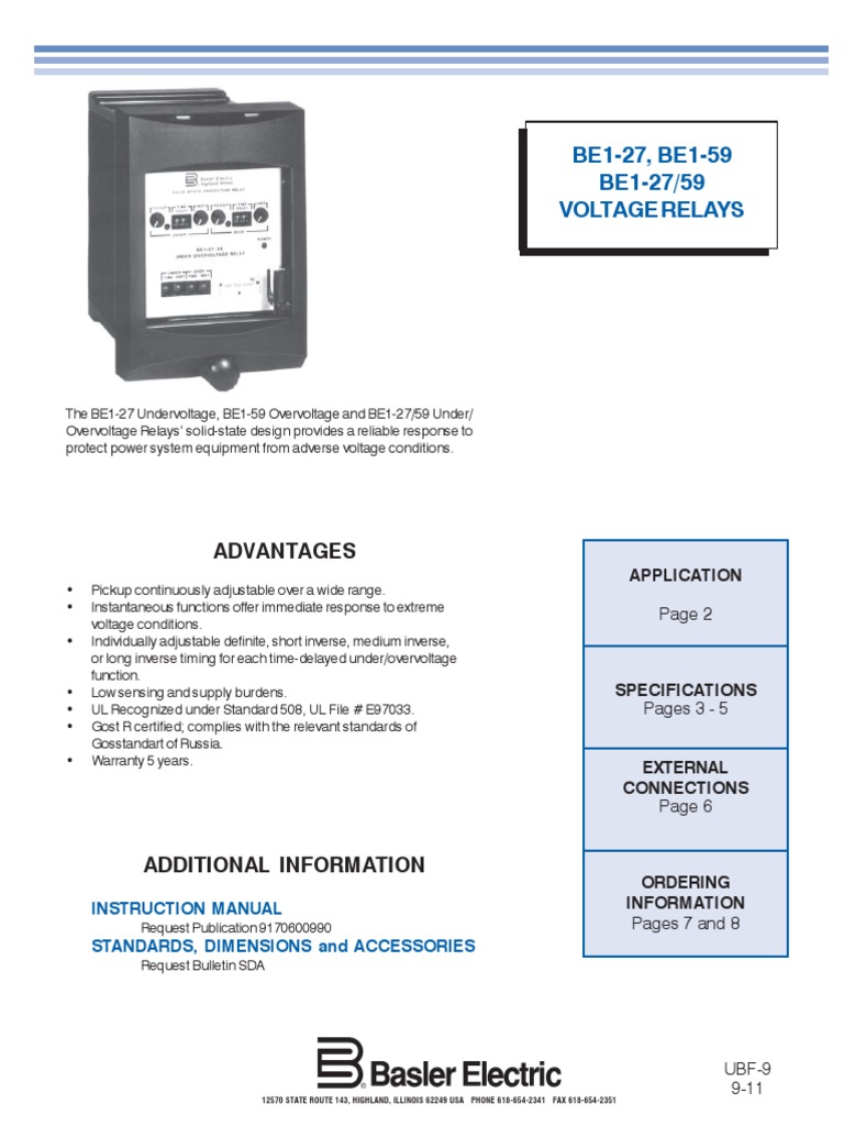 BE1 27,59bull9 | PDF | Relay | Transformer