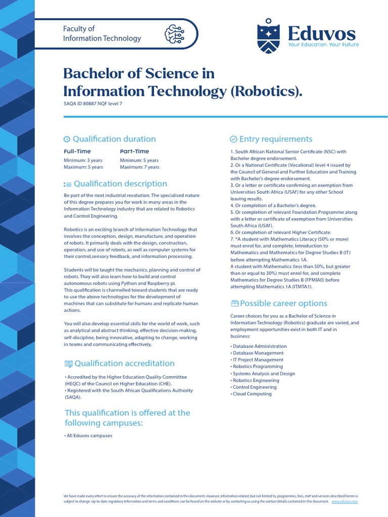 BSc in Information Technology (Robotics) | PDF | Academic Degree ...
