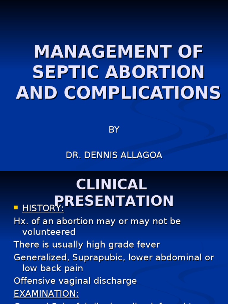 Management of Septic Abortion and Complications PDF Abortion