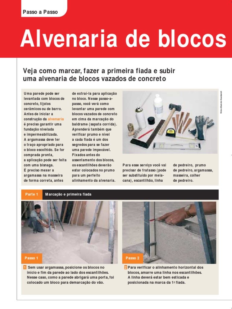 Levantamento da Primeira Fiada de Alvenaria | PDF | Argamassa ...