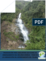 Priorización para Adelantar Los Planes de Ordenamiento Del Recurso Hídrico - Porh en La Jurisdicción Del Departamento Del Tolima