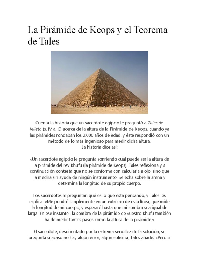La Pirámide de Keops y El Teorema de Tales | PDF