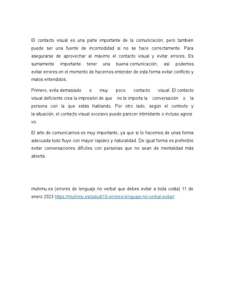 Cómo manejar el contacto visual eficazmente | PDF | Crecimiento ...