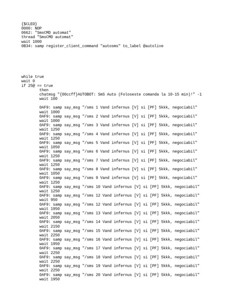 Auto SMS Command for Vehicle Sales | PDF