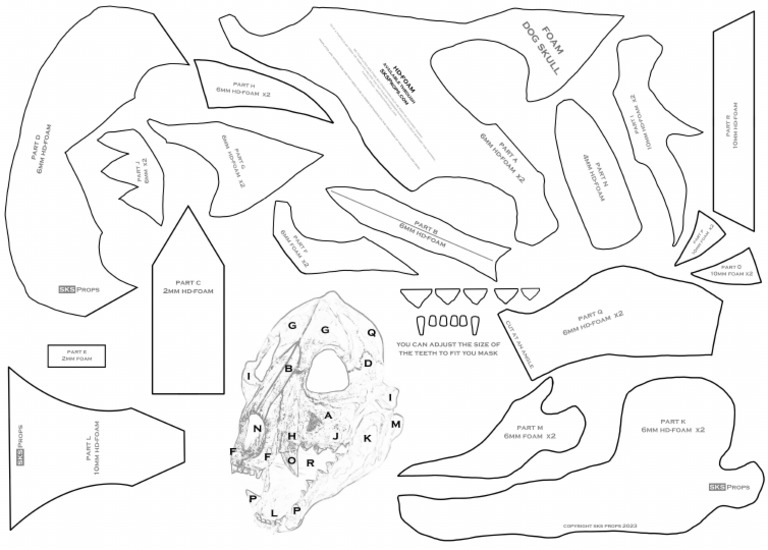 Dog Skull Mask Template SKS Props PDF