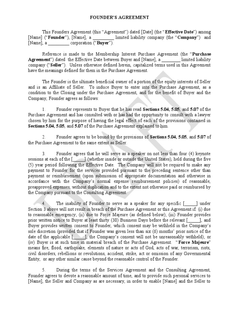 Founder Agreement PDF License Royalty Payment