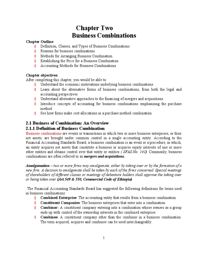 Revised Bus - Comb. Notes | PDF | Goodwill (Accounting) | Mergers And ...