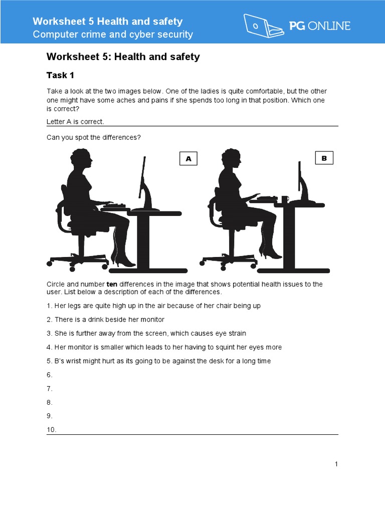 Computer Health and Safety Worksheet | PDF | Self-Improvement | Computers