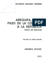 Arequipa, en El Paso de La Colonia A La República. Visita de Bolívar - Guillermo Zegarra Meneses (Indice)