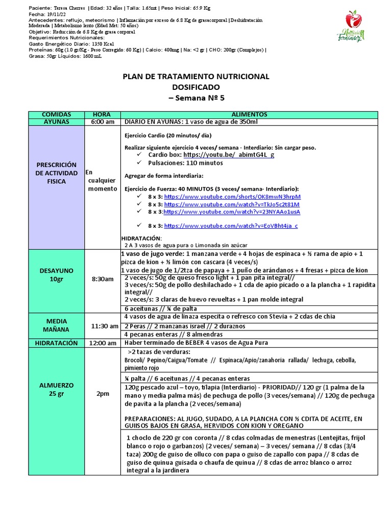 Plan Nutricional para Reducir Grasa | PDF | Nutrición | Dieta y nutrición