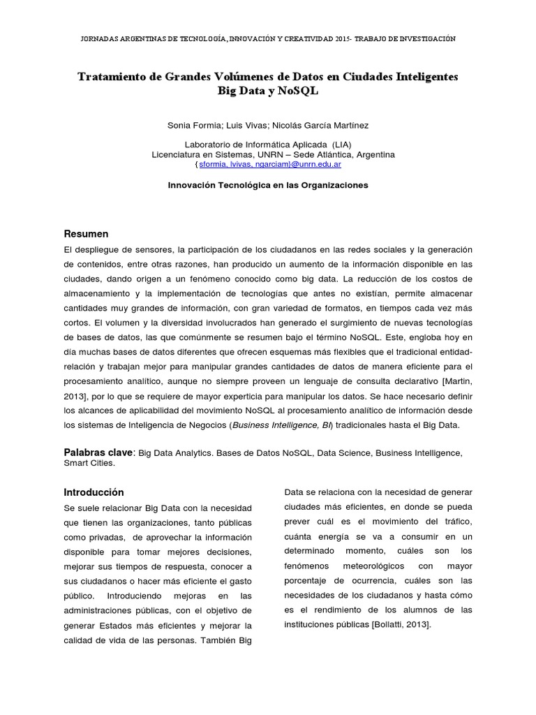 Big Data y NoSQL | PDF | Big Data | Bases de datos