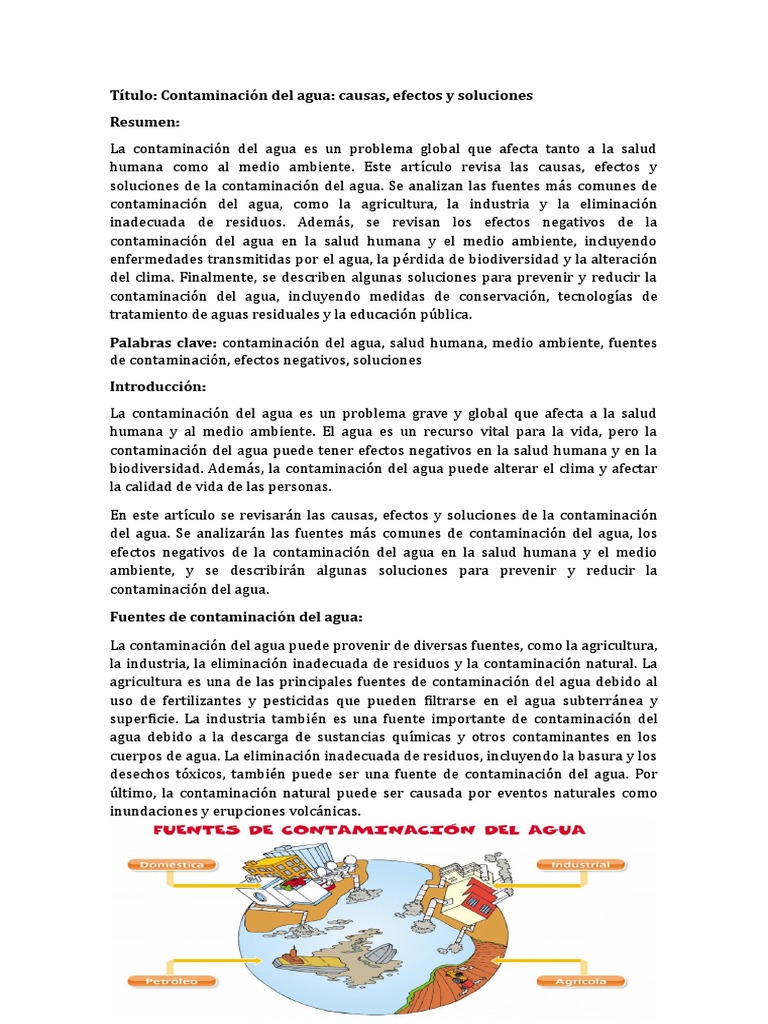 Contaminación del agua: causas y soluciones | PDF | Agua | Residuos