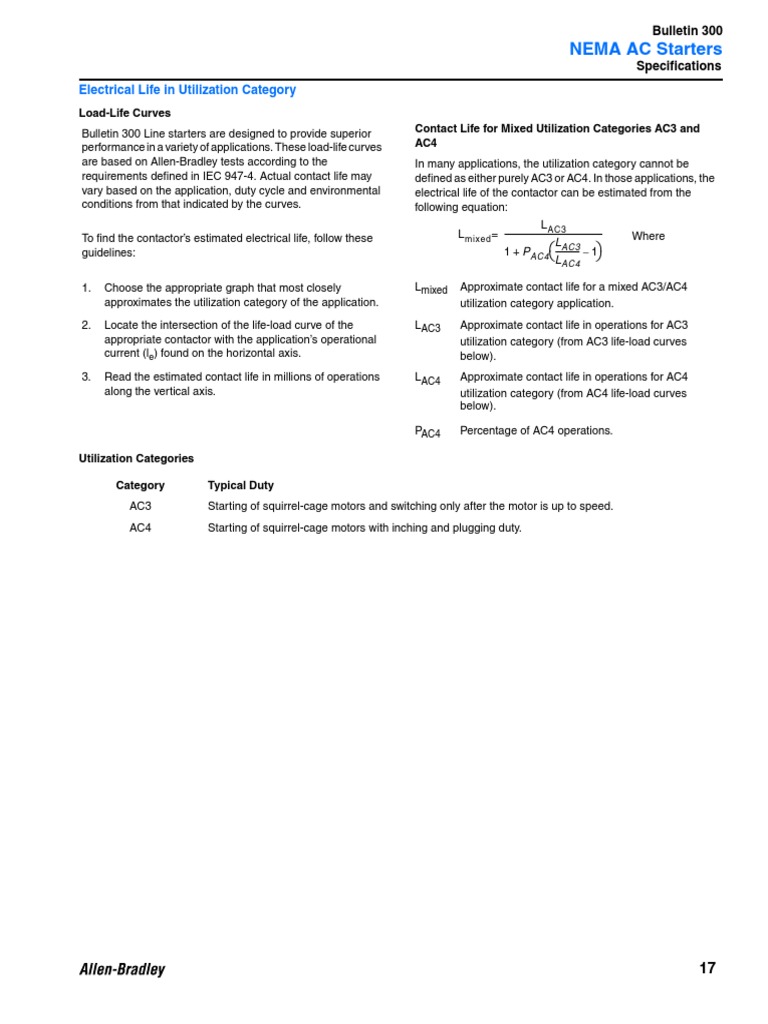 NEMA AC Starters Performance Overview | PDF | Alternating Current ...