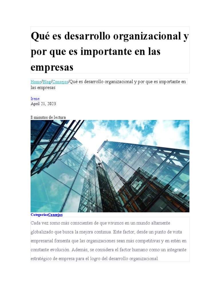 Qué Es Desarrollo Organizacional y Por Que Es Importante en Las ...