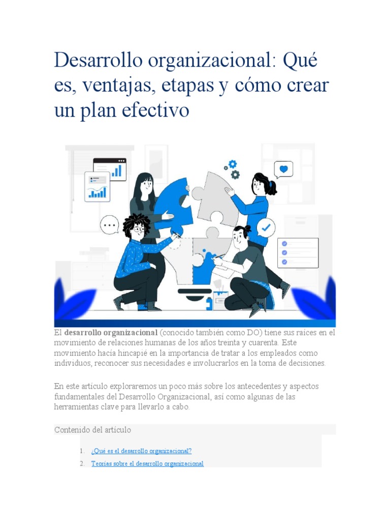 Desarrollo Organizacional: Definición y Beneficios | PDF | Psicología ...