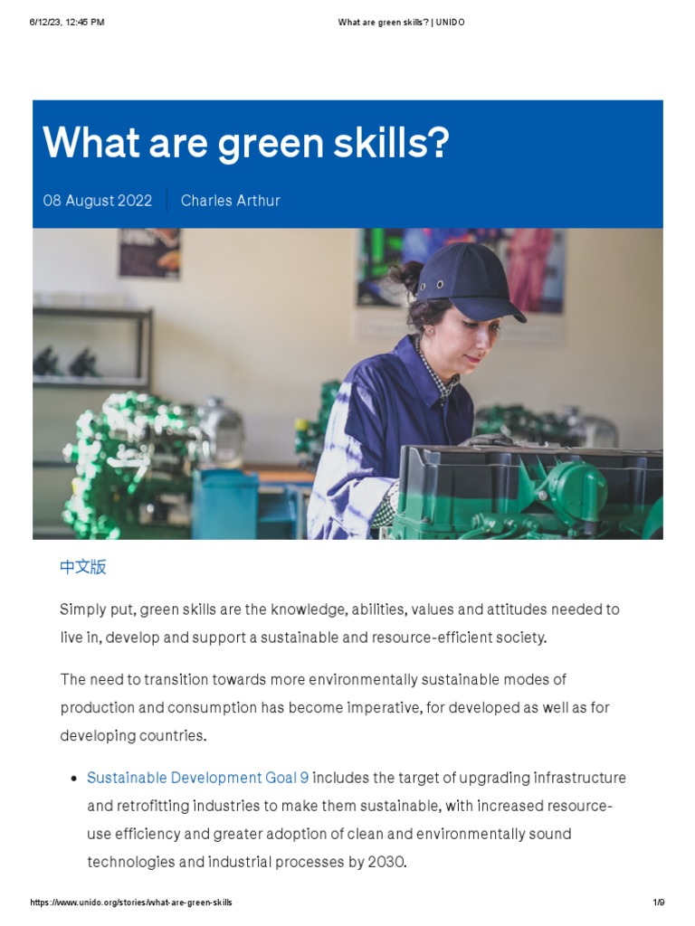 What Are Green Skills - UNIDO | PDF | Sustainability | Sustainable ...