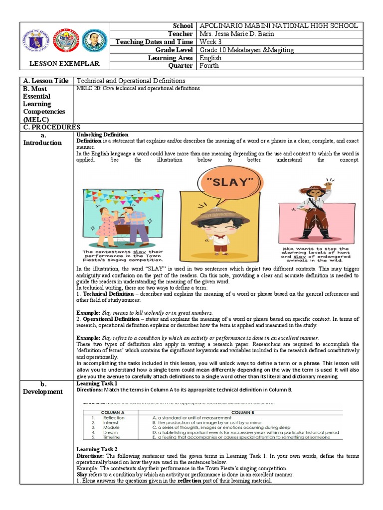 Lesson Exemplar English 10 w3 - q4 | PDF | Adolescence | Body Image