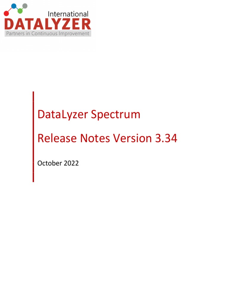 Release Notes DataLyzer Spectrum 3.34 | PDF | Databases | Microsoft Excel
