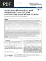 Lessons Learned From Applying Social Network Analysis On An Industrial Free/Libre/Open Source Software Ecosystem