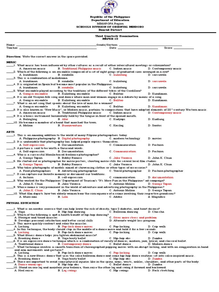 Third exam mapeh 10 download free pdf dances malnutrition