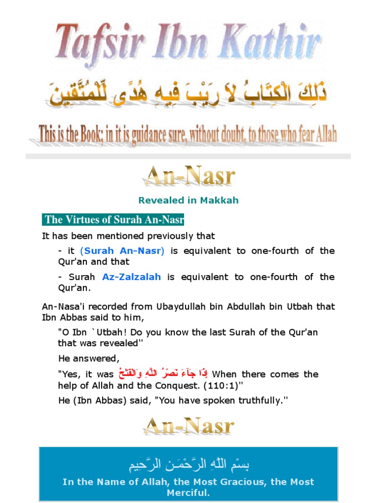 Tafsir of Surah An-Nasr | PDF | Islamic Belief And Doctrine | Muhammad