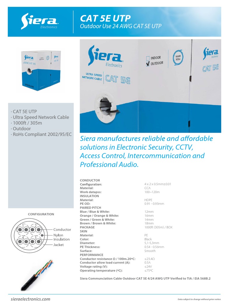 Cat5E UTP Brochure (Eng. Version 0519) | PDF