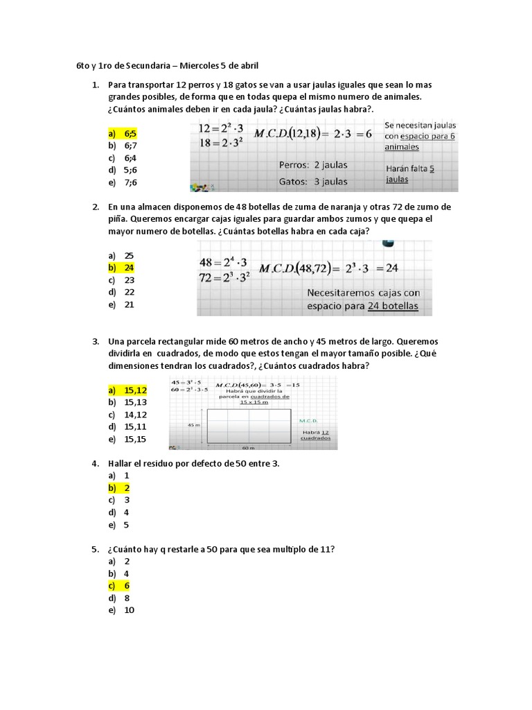 Problemas Matemáticos para Secundaria | PDF | Métodos y materiales de ...