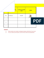 Product List For Registration and Logistics Questionnaire