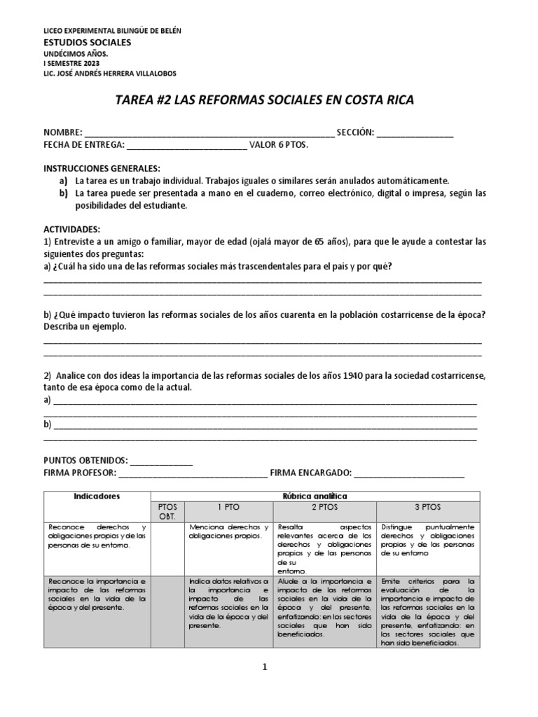 Importancia de las reformas sociales en Costa Rica | PDF | Finanzas y ...