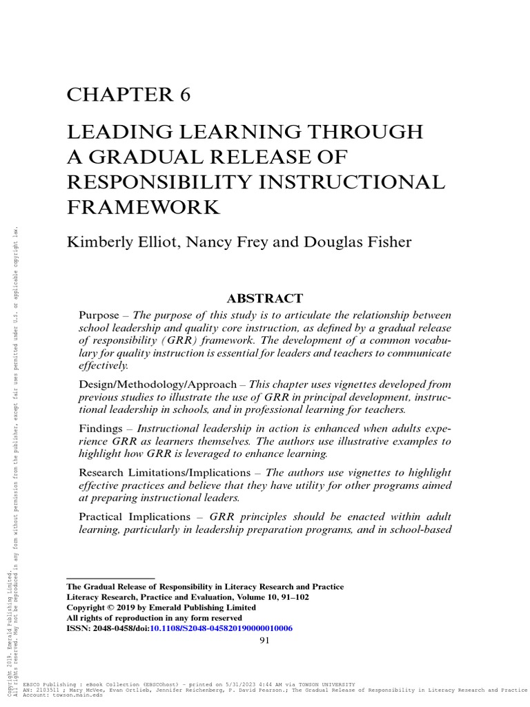 Gradual Release Model PDF Teachers Behavior Modification