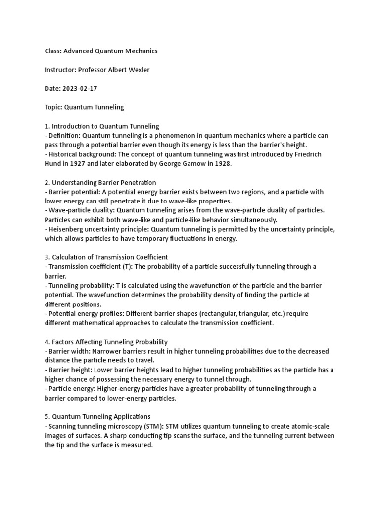 Quantum Tunneling Pdf Quantum Tunnelling Quantum Mechanics