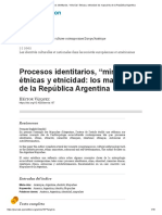 Procesos Identitarios, "Minorías" Étnicas y Etnicidad - Los Mapuches de La República Argentina