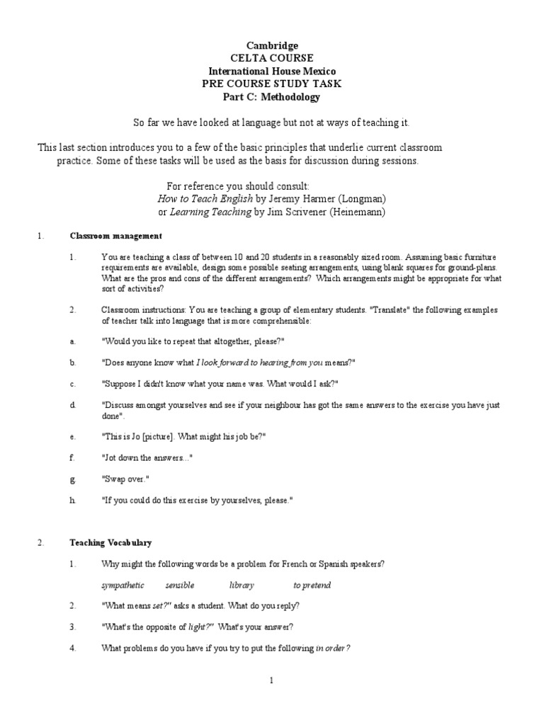Precourse 3 | PDF | Classroom | Linguistics