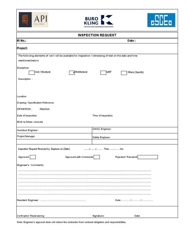 10 Work Inspection Request Template PDF