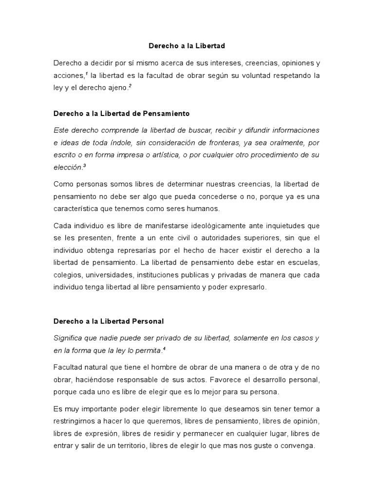 Derecho A La Libertad | PDF | Libertad | Libertad de expresión