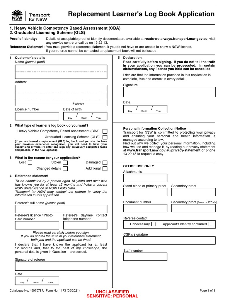 Replacement Learners Log Book Application PDF Identity Document