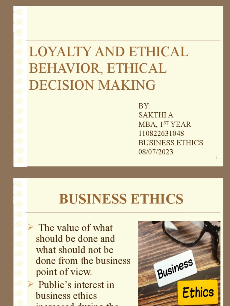 Loyalty in Ethical Decision Making | PDF | Loyalty | Behavior