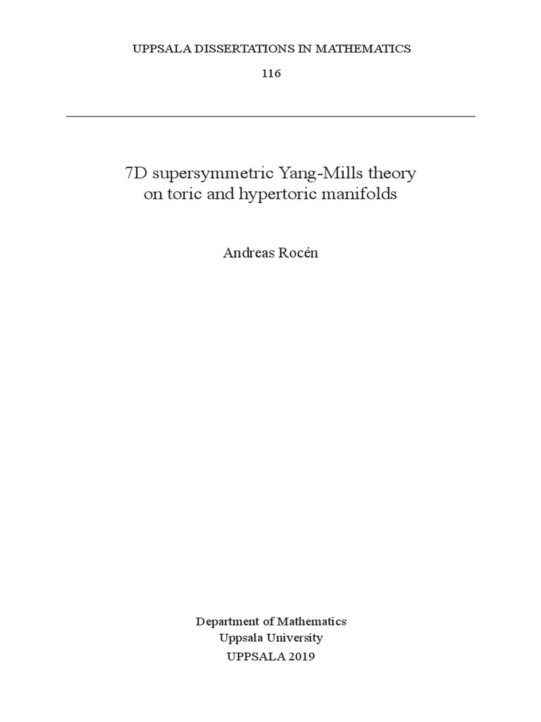 7D Supersymmetric Yang-Mills Theory | PDF | Gauge Theory | Hamiltonian ...