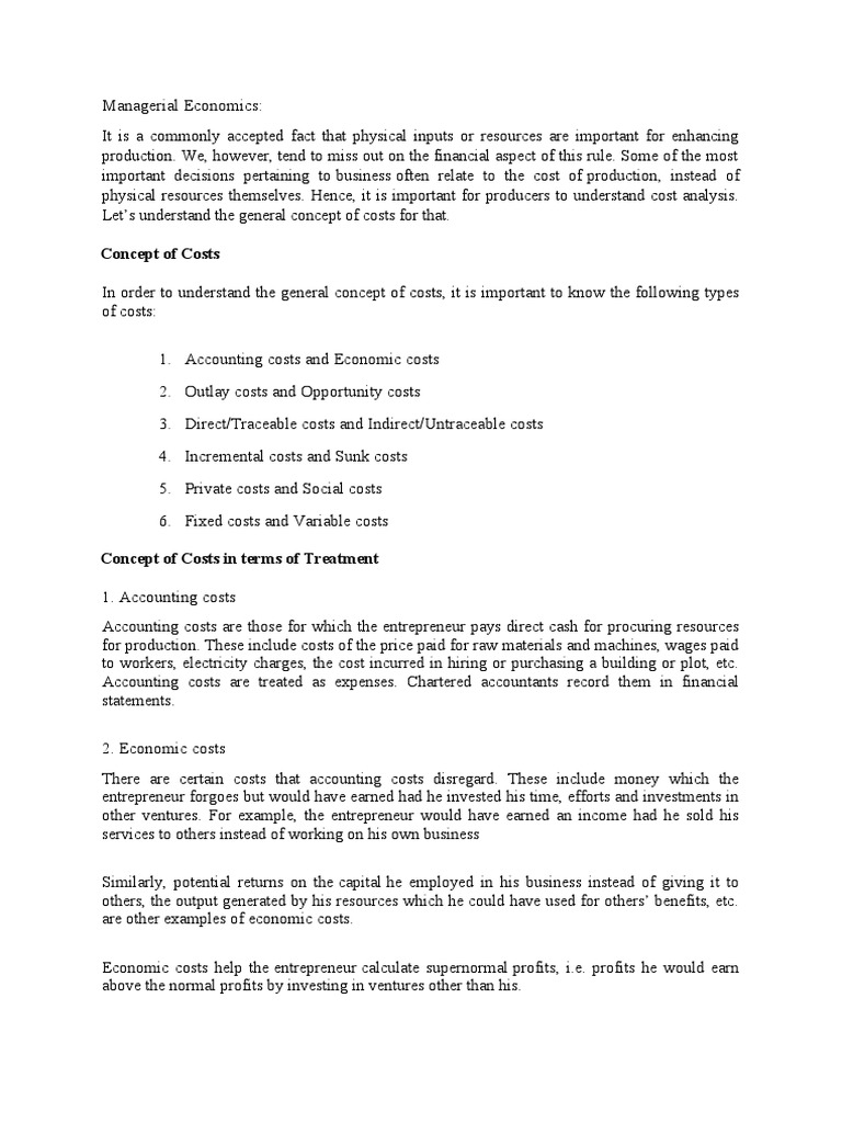 Understanding Cost Concepts in Economics | PDF | Perfect Competition ...